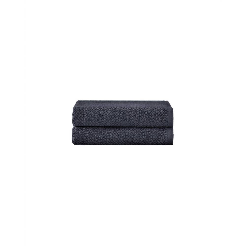 NEW UNDER THE CANOPY textured organic 2 piece hand towel set in charcoal
